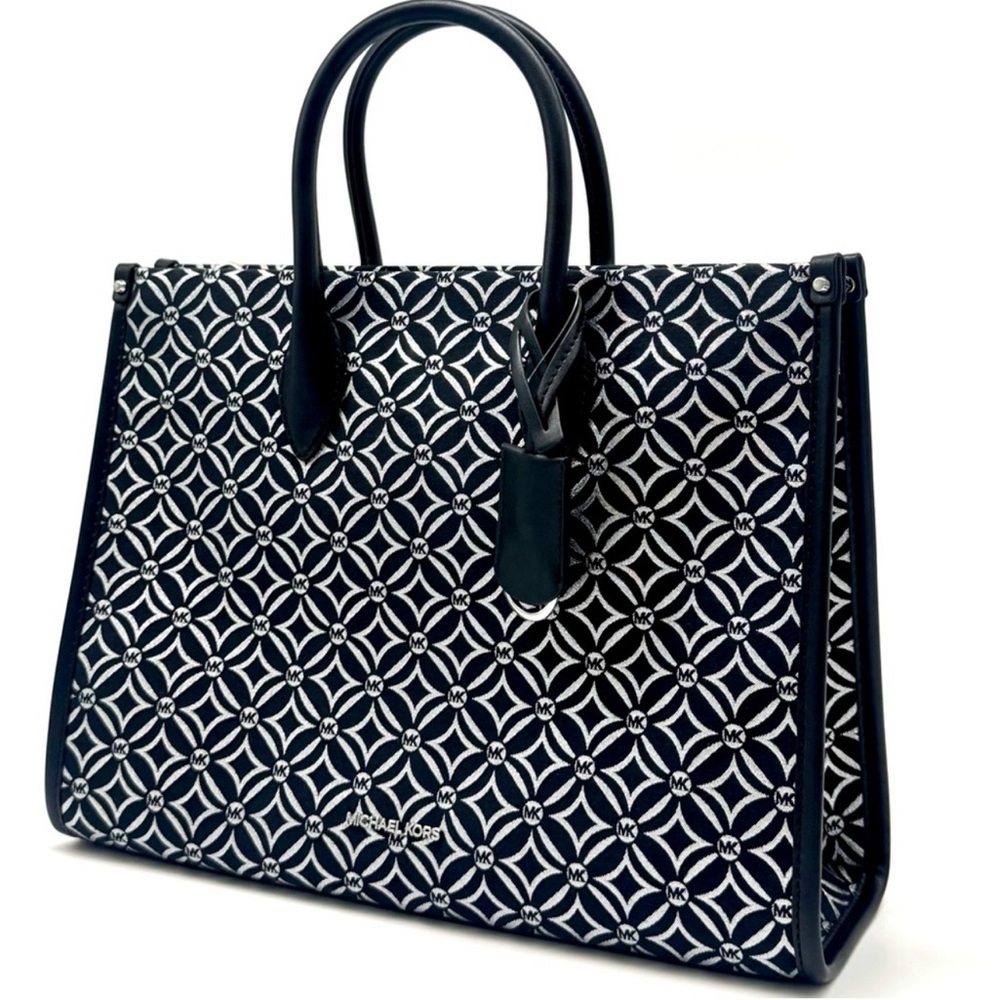 Michael Kors Mirella Medium Rainbow Logo Tote Bag Black/Silver - Picture 2 of 11